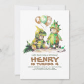 Leuke Kinder Dinosaurus Verjaardag Groen & Bruin Kaart (Voorkant)