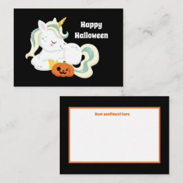 Leuke kinder eenhoorn voeg sentiment Halloween toe Notitiekaartje