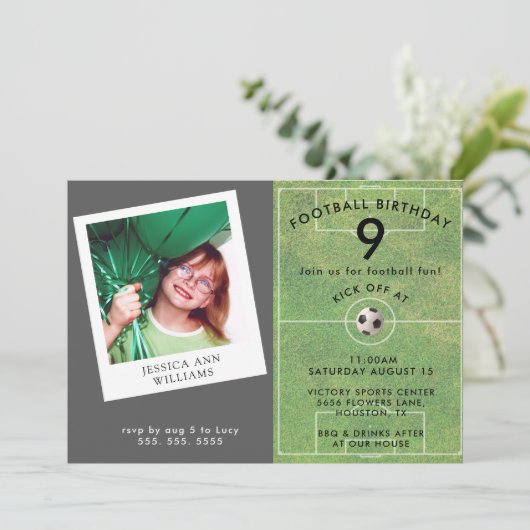 Leuke Kinder Football, Foto QR Code Verjaardagsfee Kaart (Staand voorkant)