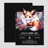 Leuke Kinder Fox Verjaardag digitaal Kaart (Voorkant / Achterkant)