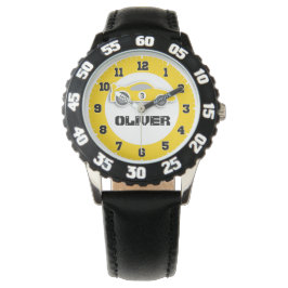 Leuke kinder gele auto naam & leeftijd polshorloge horloge