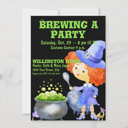 Leuke Kinder Halloween Kostuum Feest Uitnodiging (Voorkant)