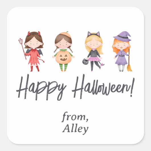 Leuke Kinder Halloween Kostuum Sticker (Voorkant)