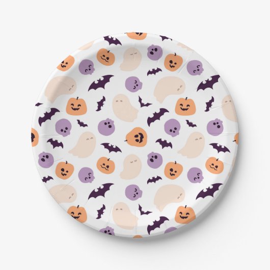 Leuke Kinder Halloween Patroon Papieren Bordje (Voorkant)