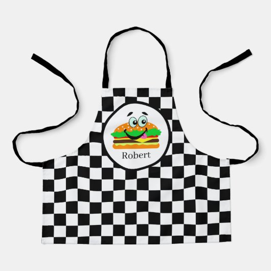 Leuke kinder hamburger Voeg naam toe Schort (Voorkant)