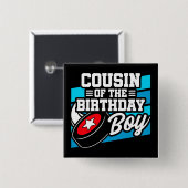 Leuke Kinder Hockey Party Neef van de Verjaardagsj Vierkante Button 5,1 Cm (Voorkant /achterkant)