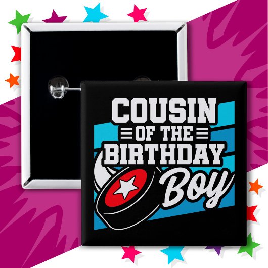 Leuke Kinder Hockey Party Neef van de Verjaardagsj Vierkante Button 5,1 Cm