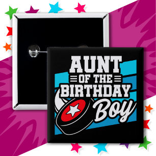Leuke Kinder Hockey Party Tante van de Verjaardags Vierkante Button 5,1 Cm