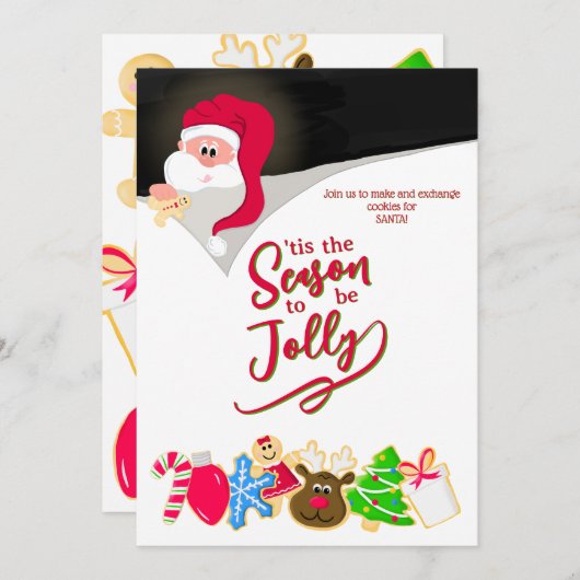 Leuke Kinder kerst Cookie Exchange Party Kaart (Voorkant / Achterkant)