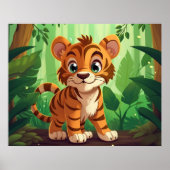Leuke kinder kinderkamer tijger oerwoud liefhebber poster (Voorkant)