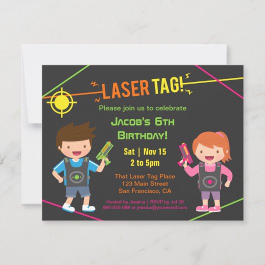 Leuke Kinder Laser Label verjaardagsfeestje uitnod Kaart (Voorkant)