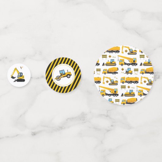 Leuke Kinder partij constructie dump trucks graafm Confetti (Achterkanten)