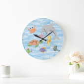 Leuke kinder schattige zee dieren dolfijn schildpa grote klok (Huis)