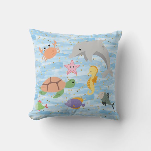 Leuke kinder schattige zee dieren dolfijn schildpa kussen (Voorkant)