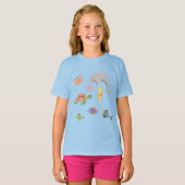 Leuke kinder schattige zee dieren dolfijn schildpa t-shirt (Voorkant volledig)
