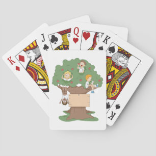 Leuke Kinder spelen in Apple Tree Pokerkaarten