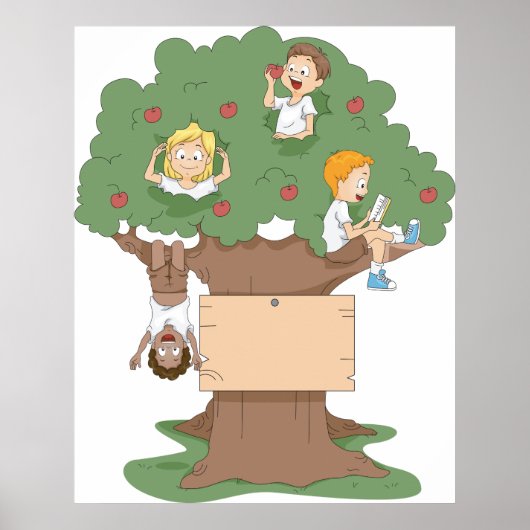 Leuke Kinder spelen in Apple Tree Poster (Voorkant)