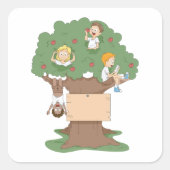Leuke Kinder spelen in Apple Tree Vierkante Sticker (Voorkant)