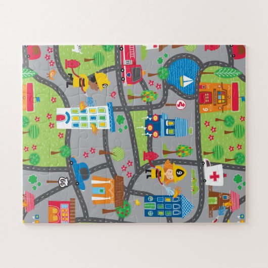 Leuke kinder stadsplattegrond legpuzzel (Horizontaal)