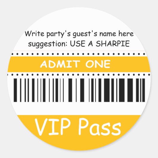 Leuke Kinder VIP Pass Geef één verjaardagsfeestje  Ronde Sticker (Voorkant)