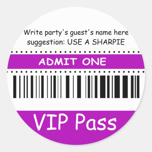 Leuke Kinder VIP Pass Geef één verjaardagsfeestje  Ronde Sticker (Voorkant)