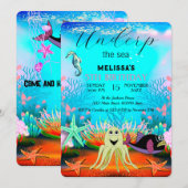 Leuke Kinder Waterverf onder het Zee Verjaardag Kaart (Voorkant / Achterkant)