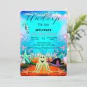 Leuke Kinder Waterverf onder het Zee Verjaardag Kaart (Staand voorkant)