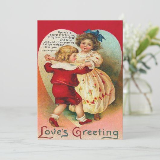 Leuke Kinderen Dancing Hart Bruiloft Uitnodiging (Staand voorkant)