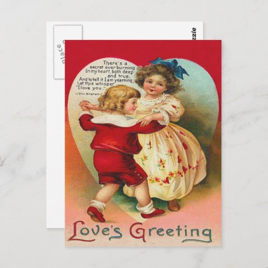 Leuke kinderen dansen hart gedicht briefkaart (Voorkant / Achterkant)