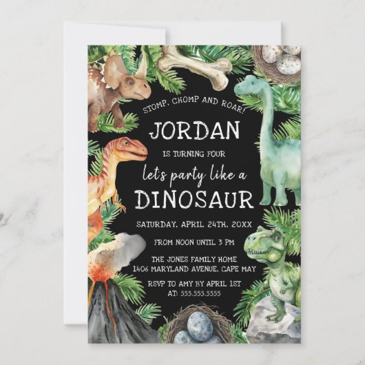 Leuke Kinderen Dinosaurus Verjaardag Kaart (Voorkant)