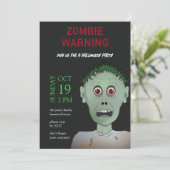 Leuke Kinderen Groen, Zwart & Rode Zombie Hallowee Kaart (Staand voorkant)