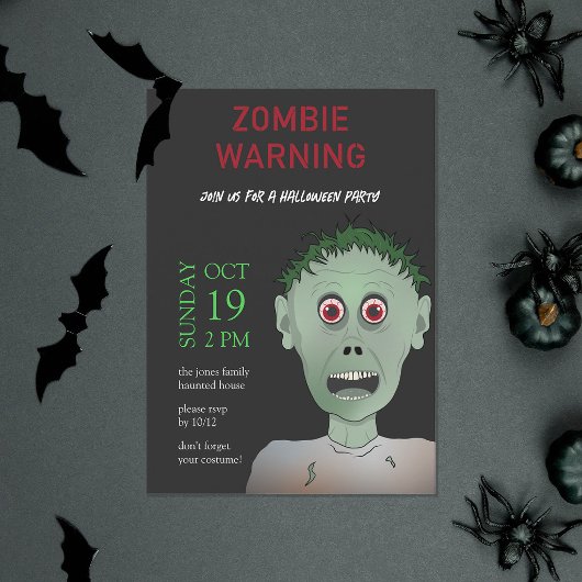 Leuke Kinderen Groen, Zwart & Rode Zombie Hallowee Kaart