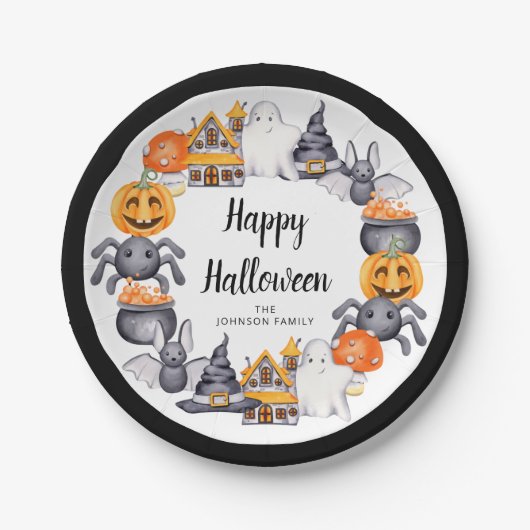 Leuke Kinderen Halloween Feest Papieren Bordje (Voorkant)