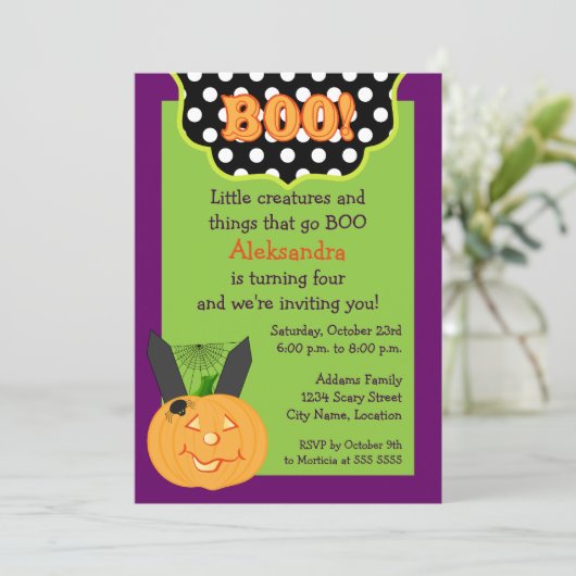 Leuke kinderen Halloween Verjaardag Kaart (Staand voorkant)