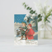 Leuke Kinderen Holly Cottage Sneeuw Briefkaart (Staand voorkant)