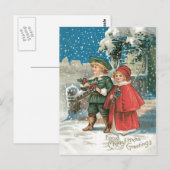Leuke Kinderen Holly Cottage Sneeuw Briefkaart (Voorkant / Achterkant)