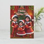 Leuke Kinderen Kerstvakantie Rood Groen Geschenken Kaart (Staand voorkant)