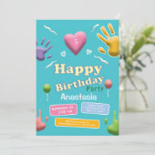 Leuke Kinderen Kind Verjaardags Leuke Feestuitnodi Kaart (Staand voorkant)