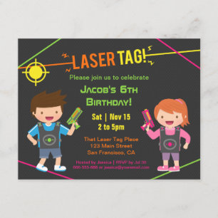 Leuke Kinderen Laser Tag Verjaardagsfeest Uitnodig Kaart