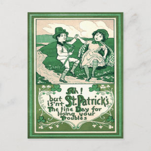 Leuke Kinderen Leprechaun Shamrock Dansen Briefkaart