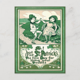 Leuke Kinderen Leprechaun Shamrock Dansen Briefkaart