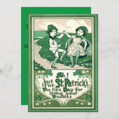 Leuke Kinderen Leprechaun Shamrock Dansen Kaart (Voorkant / Achterkant)