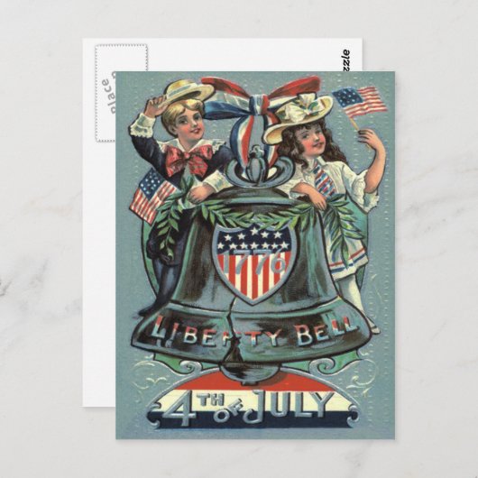 Leuke Kinderen Liberty Bell Krans Lint Briefkaart (Voorkant / Achterkant)