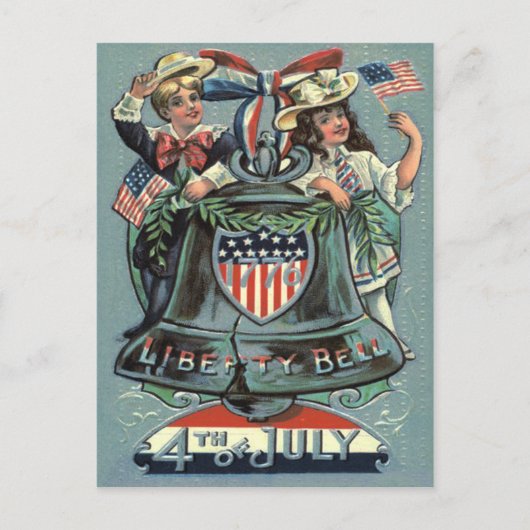 Leuke Kinderen Liberty Bell Krans Lint Briefkaart (Voorkant)