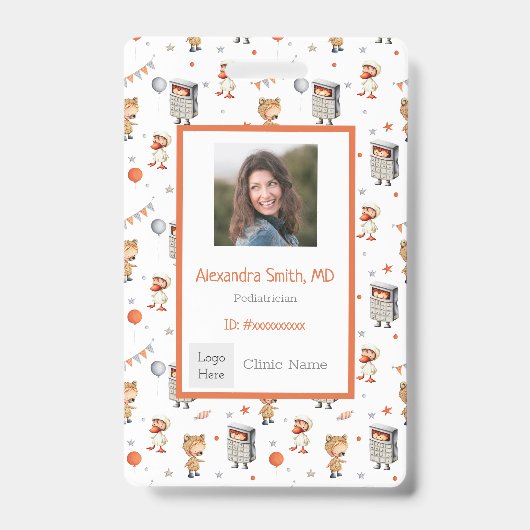 Leuke kinderen met kostuum patronen kinderarts ID Badge (Voorzijde)