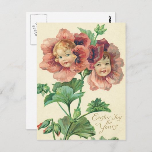 Leuke kinderen rode anjer briefkaart (Voorkant / Achterkant)