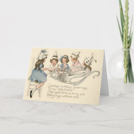 Leuke Kinderen Snijden Verjaardagstaart Feest Kaart (Voorkant)