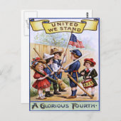 Leuke kinderen spelen soldaat Amerikaanse vlag Briefkaart (Voorkant / Achterkant)