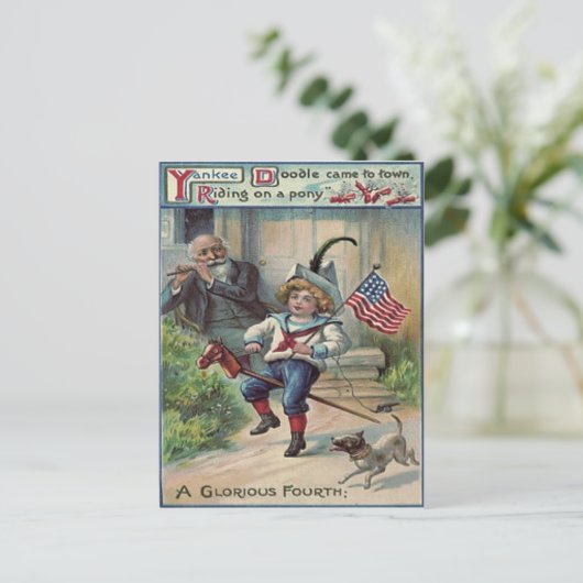 Leuke kinderen spelen soldaat Amerikaanse vlag Briefkaart (Staand voorkant)