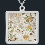 Leuke kinderen stijl bloemen & vogels zilver vergulden ketting<br><div class="desc">Leuke aardetinten bloementekening met naturen en vogelnest. Leuk maar elegant,  en getekend in kinderachtige stijl. Beschikbaar op andere producten. Bekijk meer van mijn kettingen design.</div>